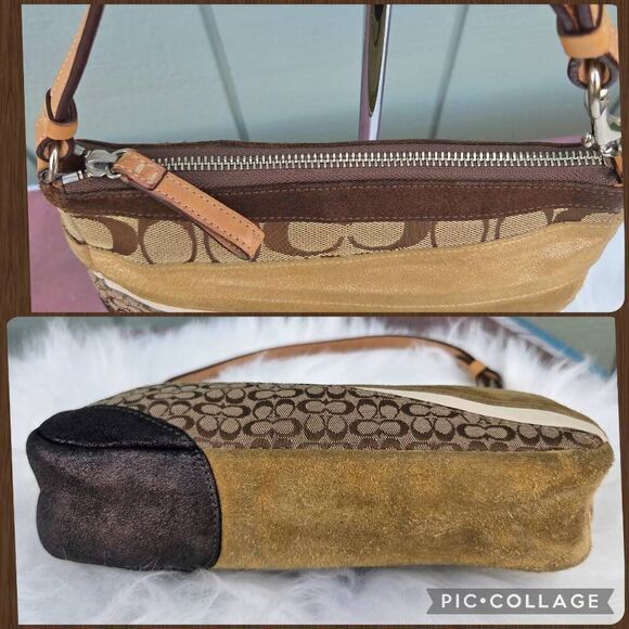 Coach Y2K Demi Striped Leather, Suede and Canvas Signature C Shoulder Bag - Picture 7 of 10